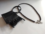 Zestaw rockowej biżuterii pieszczocha skóra bransoletka koraliki czarne