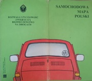 PRL. PZU samochodowa mapa Polski 1988 rok.