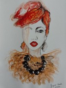 Akwarelowy portret kobiety "Kobieta w stylu lat 20 -tych"