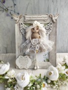 Pamiątka Pierwszej Komunii Świętej Anioł Stróż w ramce rękodzieło 