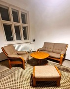 Duński komplet Firmy Dyrlund sofa+fotel+hoker+stolik kawowy z 1998 roku