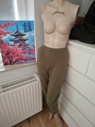 44 zielone khaki joggery spodnie z wysokim stanem bawełna 100% do pracy 