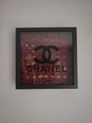 27 x 27 cm * CHANEL * Czarna ramka głęboka claret piankowe różyczki KOLORY