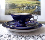 Wallendorf Echt Kobalt. "Gwiazdny pyl" Trio porcelanowe. 