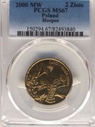 2 ZŁ 2000 DUDEK PCGS MS67 ! 2 MAX RZADKOŚĆ PIĘKNA