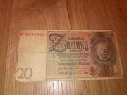 Banknot 20 marek niemieckich rzeszy Reichsmark 1929 Siemens Vintage