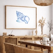 Duży obraz muszla morska błękit 50x70