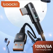 Kabel Toocki 100W USB-A - USB-C 2m - kabel kątowy z diodą LED