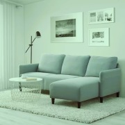 Sofa Angersby Knisa z szezlągiem, Ikea kolor zielony