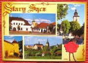Stary Sącz widok ogólny, mury obronne, kościół, fragment rynku