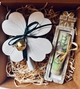 Pudełko prezentowe z serduszkiem/koniczynką, pojemnik na pieniądze handmade