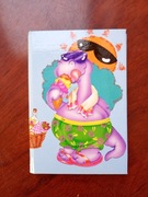 Mały ADRESOWNIK z dinozaurem w okularach - twarda okładka dinozaur