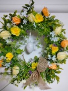 Wianek wielkanocny na drzwi handmade rękodzieło - ozdoba do domu. Unikat.