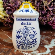 Duży porcelanowy pojemnik na cukier - Wzór Cebulowy - 800 ml - MF Design