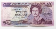 Karaiby Wschodnie 20 dolarów P.24 1988 Antigua Rzadki