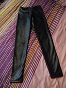 Nowe czarne Ocieplane legginsy z imitacji skóry Calzedonia S 36 