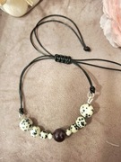 Bransoletka handmade z naturalnych kamieni jaspis dalmatyński granatu 