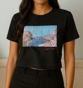 Czarna krótka bluzka t-shirt crop top xl 