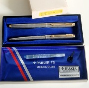 Parker 75 Ciselé Sterling Silver pióro 14K M, długopis, pudełko, USA 1972