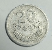 Moneta 20 groszy z znakiem 1973 rok nie czyszczona 
