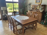 Duży drewniany rozkładany stół z krzesłami - 12-14 os