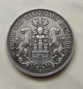 5 marek Hamburg,  Niemcy,  1876 r. srebro, oryginał. 