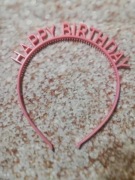 Różowa opaska Happy Birthday NOWA