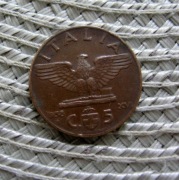WŁochy 5 Centesimi 1938r