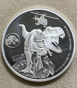 Fidżi Jurassic World BU 1oz 999 srebrny dinozaur 2022
