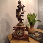 CUDOWNY ZEGAR KOMINKOWY ALEGORIA MUZA LASU z XIX w.  A 162