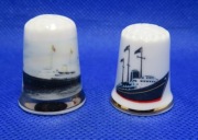 Naparstki Kolekcjonerskie Porcelanowe 2 Sztuki Jach The Royal Britannia 