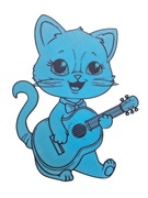 Dekoracja dla dziecka na ścianę świecący Kotek z gitarą 