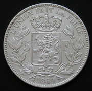 Belgia 5 franków 1869 - król Leopold II - srebro