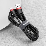 Wytrzymały elastyczny kabel przewód USB USB-C QC3.0 2A 2M czarno-czerwony