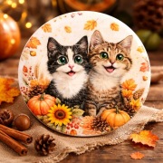 Zawieszka Drewniana Autorski Projekt – Jesienne Koty Rękodzieło