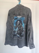 Koszula jeansowa męska z nadrukiem kolor szary RW25-KDMC13