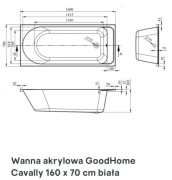Wanna akrylowa Goodhome Cavally 160x70 cm biała