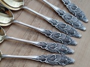 POSREBRZANE ŁYŻECZKI DO KAWY FILIŻANKI SZYSZKI FINLANDIA