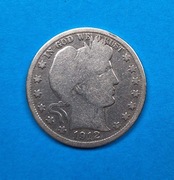 USA pół dolara Barbera rok 1912, srebro 0,900
