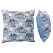 Poszewka 40x40 cm Słoniki z niebieskimi uszkami - Bawełna