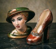 Kolekcjonerski But Vintage Ceramika RĘCZNIE MALOWANY po renowacji