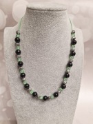 Naszyjnik korale czarno-zielone