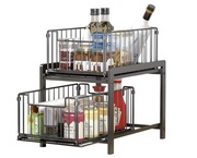 Organizer 2-poziomowy Kosz Cargo Z Szufladą Do Przechowywania Pod Zlewem