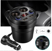 ROZDZIELACZ SAMOCHODOWY Z 2 GNIAZDAMI, 12 V/24 V, GNIAZDO DC Z WOLTOMIERZEM