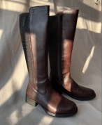 Damskie kozaki ocieplane skórzane oficerki brązowe Rieker 39