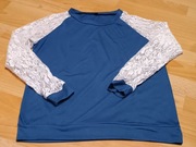 Granatowa bluzka z koronkowymi rękawami S