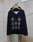 Sweter klasyczny L Hirsch Denim kaszmir bawełna granatowy ciemny niebieski 