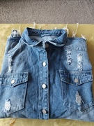 Kurtka Jeanowa z fajnymi przetarciami duża  52 -54 Nowa