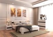 Łóżko sypialniane LUCCA 160x200 duże wygodne stylowe białe PRODUCENT PL