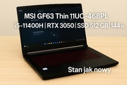 Laptop MSI GF63 Thin 11UC-468PL | i5-11400H | RTX 3050 | Stan Idealny 